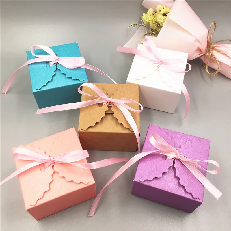 12 шт крафт бумажная коробка с лентой DIY Свадьба День рождения Рождество