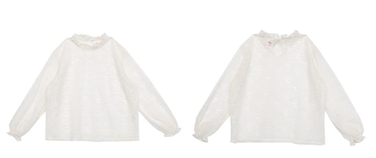 Женская кружевная блузка с длинным рукавом привлекательная Полупрозрачная из