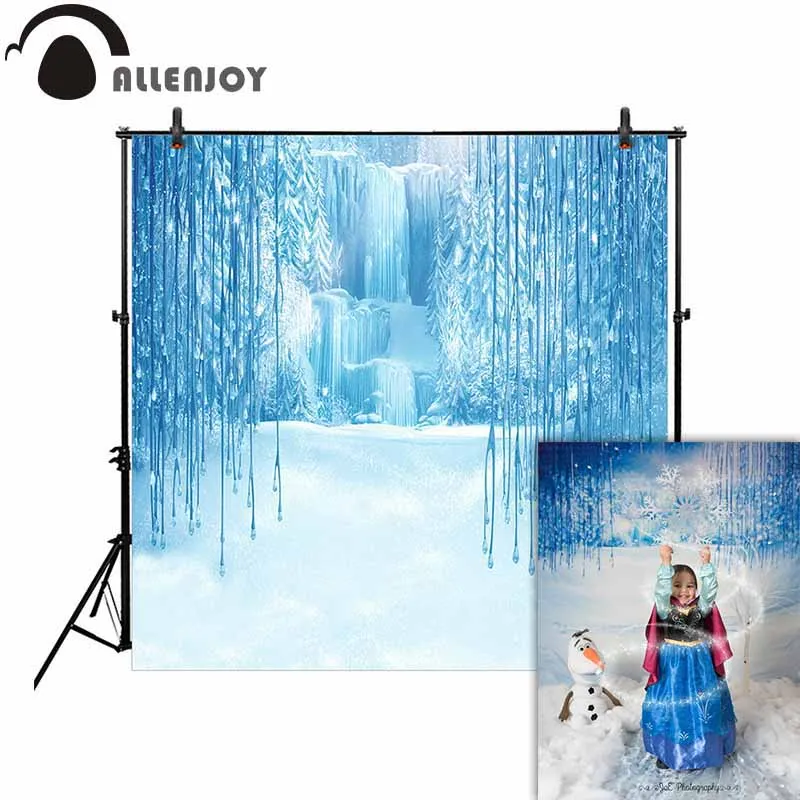 Allenjoy Фотофон Зимний снег замороженный Сказочный водопад задний фон реквизит фотокабинки студия фотосессия новая ткань