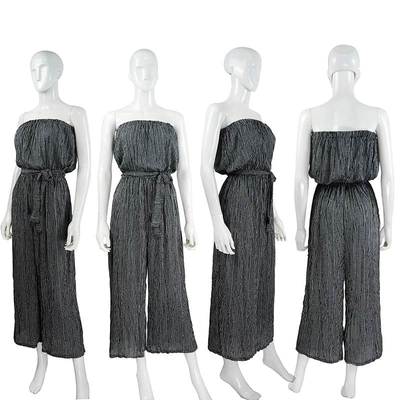 Женские повседневные Комбинезоны летние свободные без бретелек в полоску с