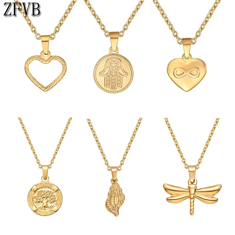 ZFVB Сердце ожерелье для женщин короткая цепь сердце звезда кулон подарок из