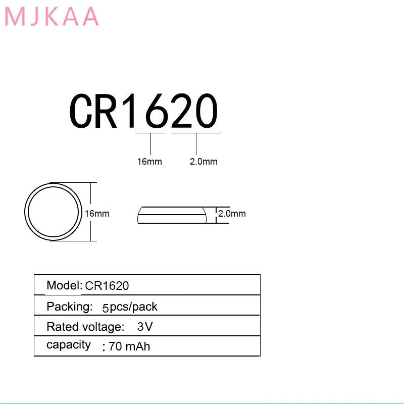5шт./упак. CR1620 кнопочные батареи ECR1620 DL1620 5009LC монетная литиевая батарея 3V CR 1620 для