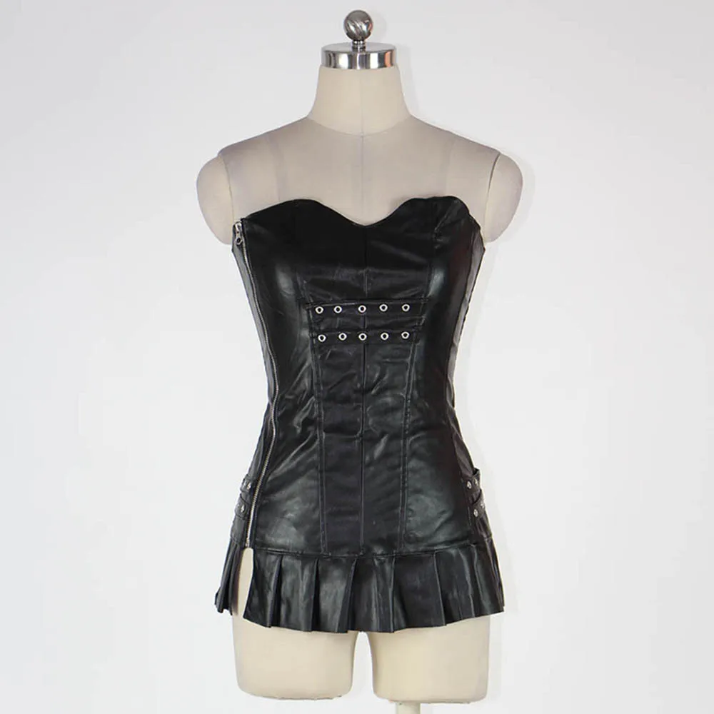 Хит женский черный сексуальный корсет из искусственной кожи с застежкой молнией