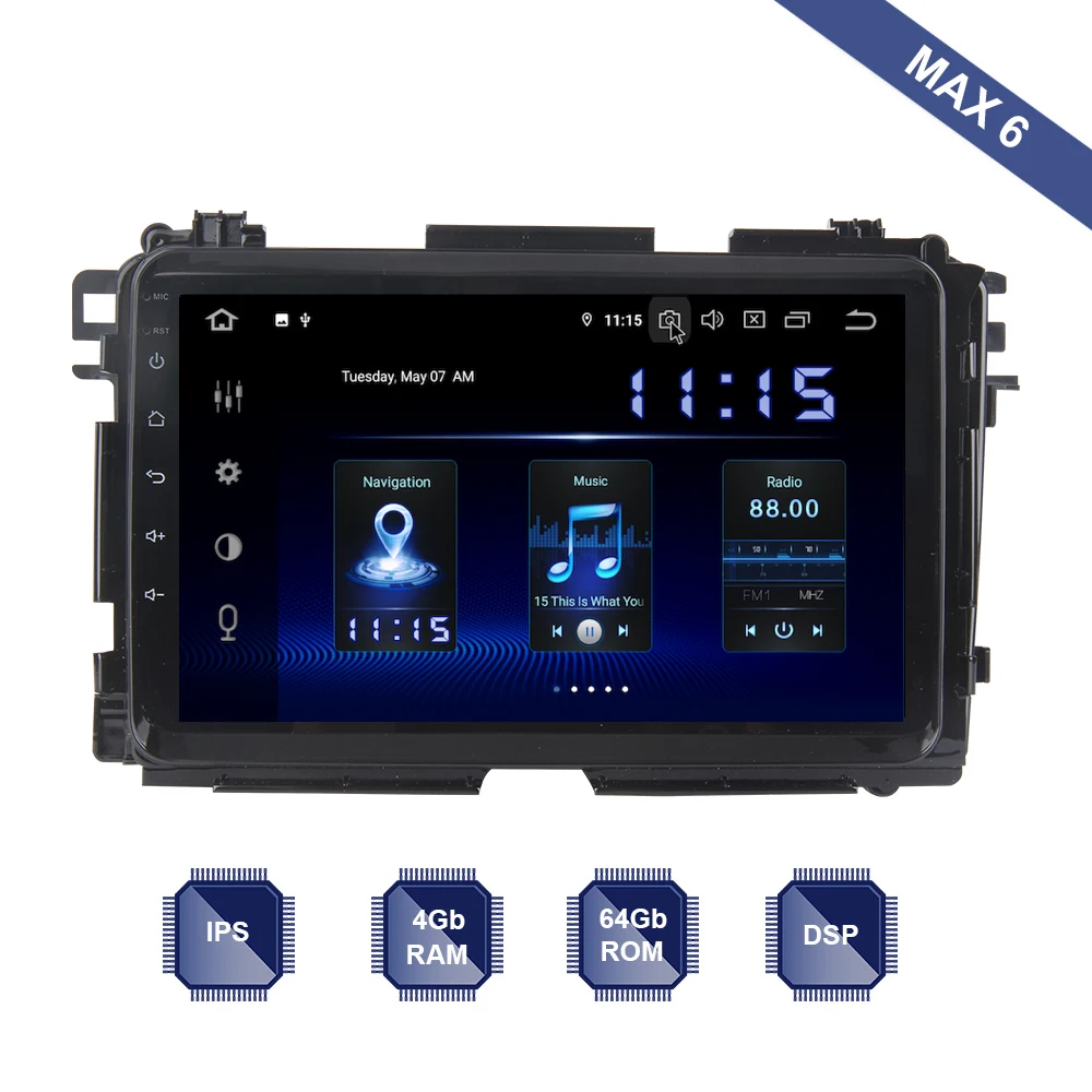 Android 9,0 автомобильное радио 2 Din gps Navi для Honda Vezel HR-V HRV PX6 DSP ips HDMI 4 Гб+ 64 Гб RDS Wi-Fi USB BT