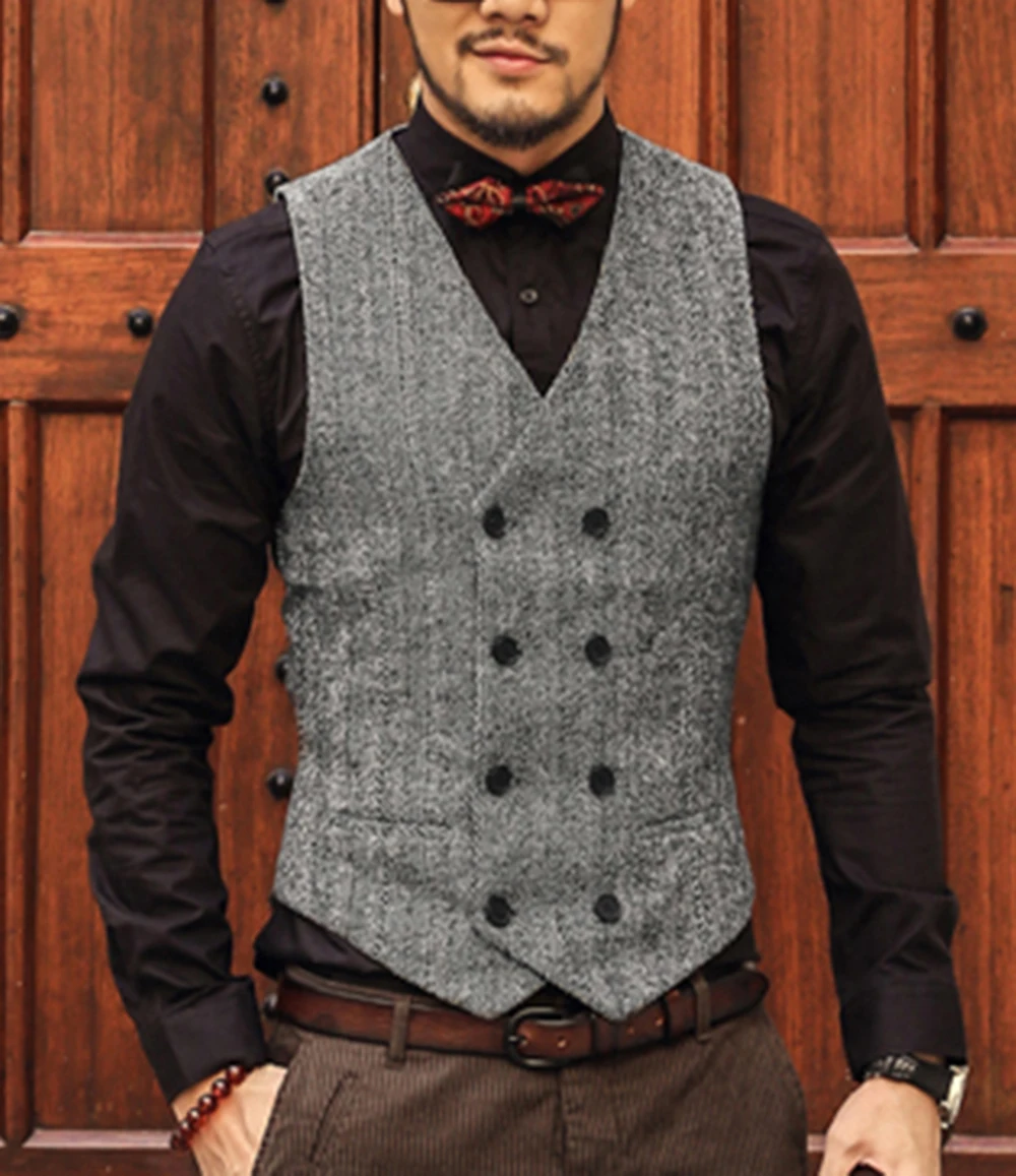Для мужчин бутик шерстяного твида облегающий повседневный хлопок мужская