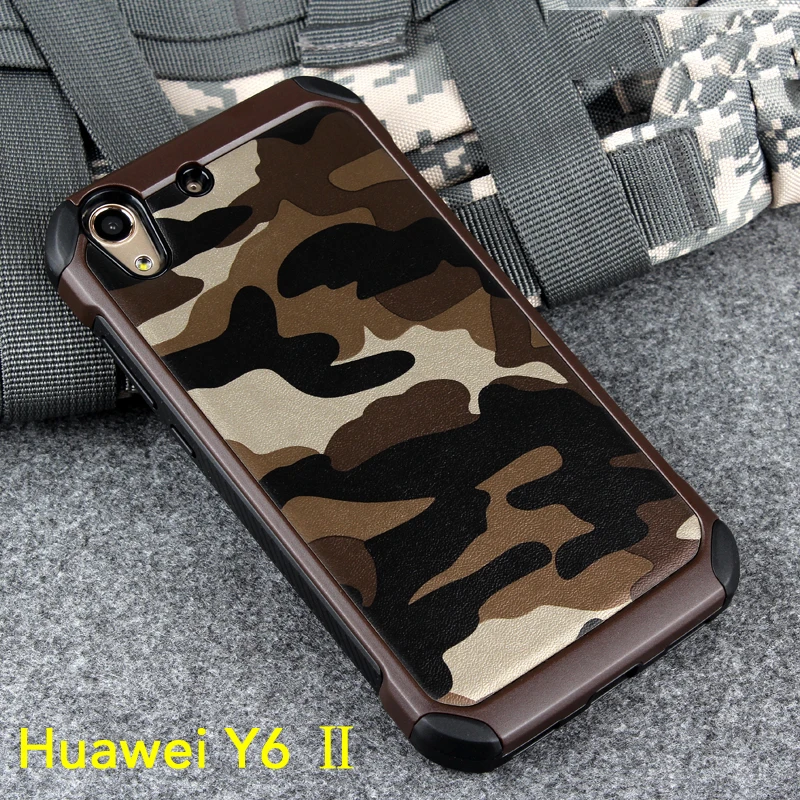 Чехол для Huawei Y6 II 2 in1 камуфляж ПК + ТПУ Панцири антидетонационных Защитная крышка