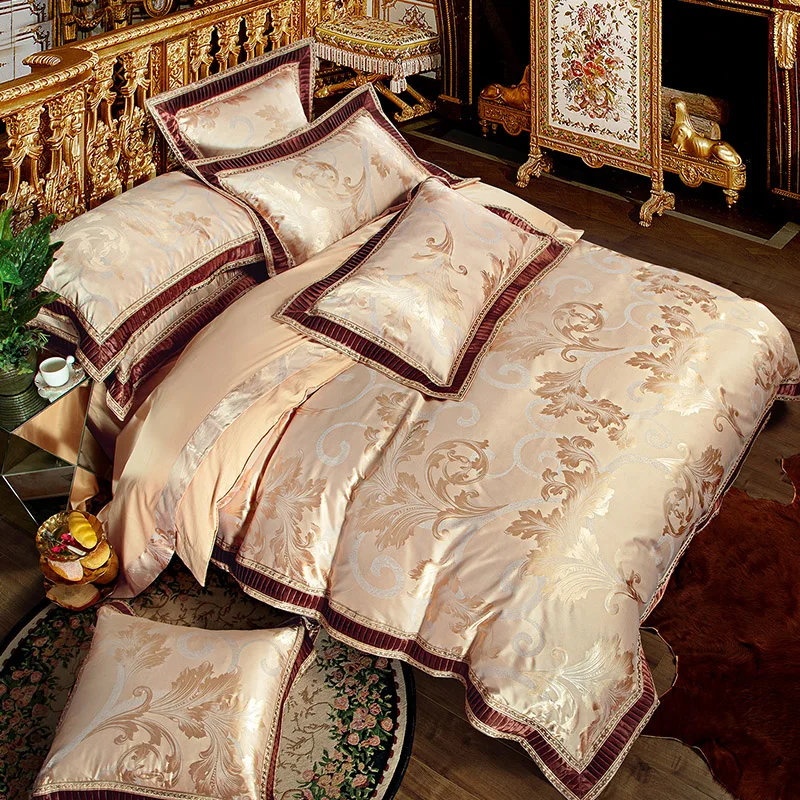 Белое жаккардовое постельное белье Housse de couette 4/6 шт. комплекты постельного белья