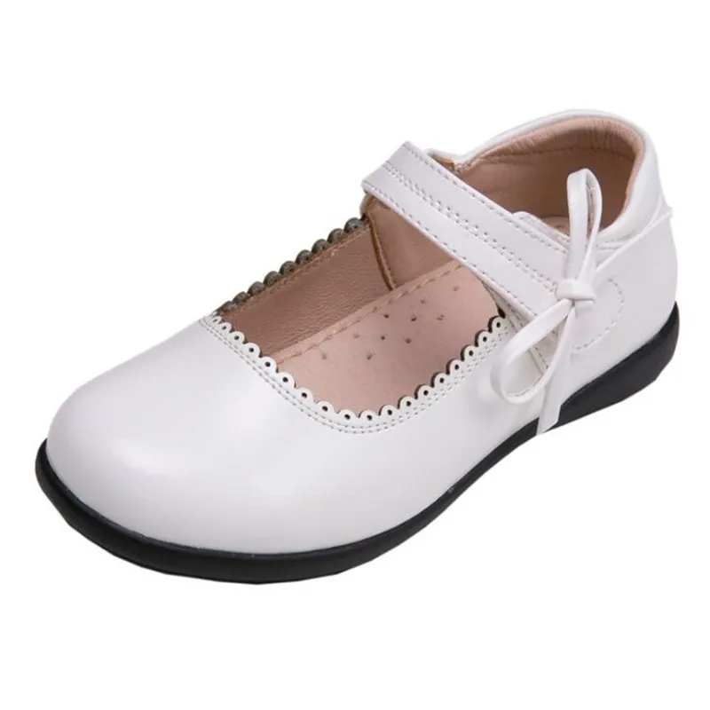 

Genuine Leather Children Girl Shoes School Black Leather Shoes Girls Fashion Princess Flats Kids Classic Bow Sinlge Shoes