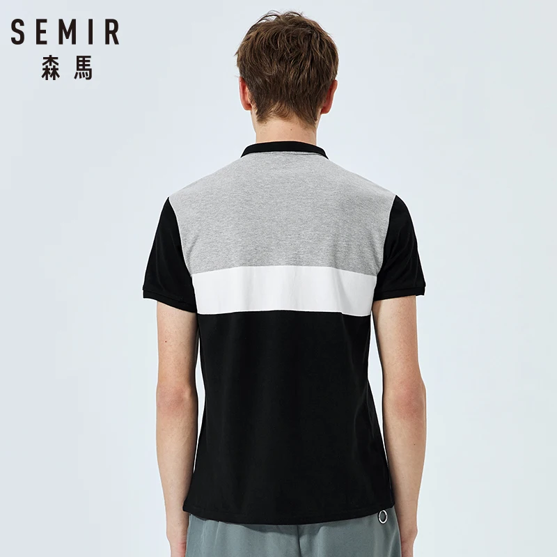 Мужская рубашка поло SEMIR однотонное дышащее из мягкого хлопка с вышивкой лошади