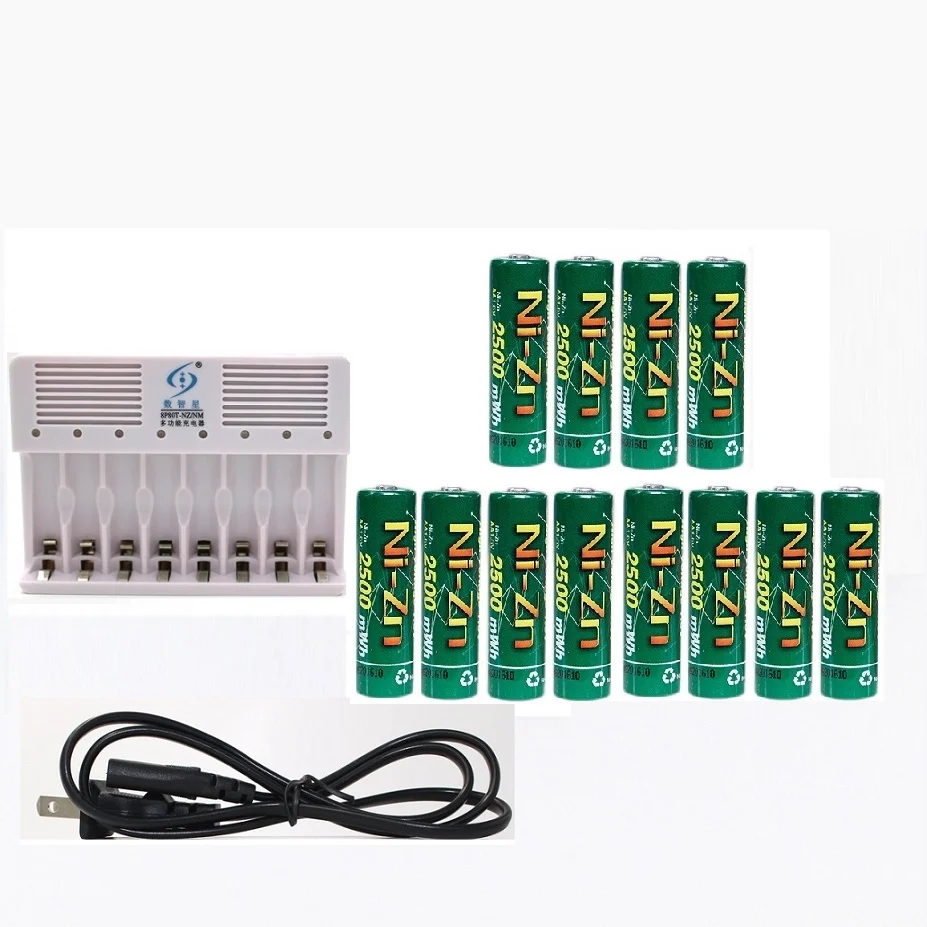 Аккумуляторная батарея NiZn Ni Zn 12 шт. 1 6 в AA 2500mWh 8 портов NiMH AAA зарядное устройство| |