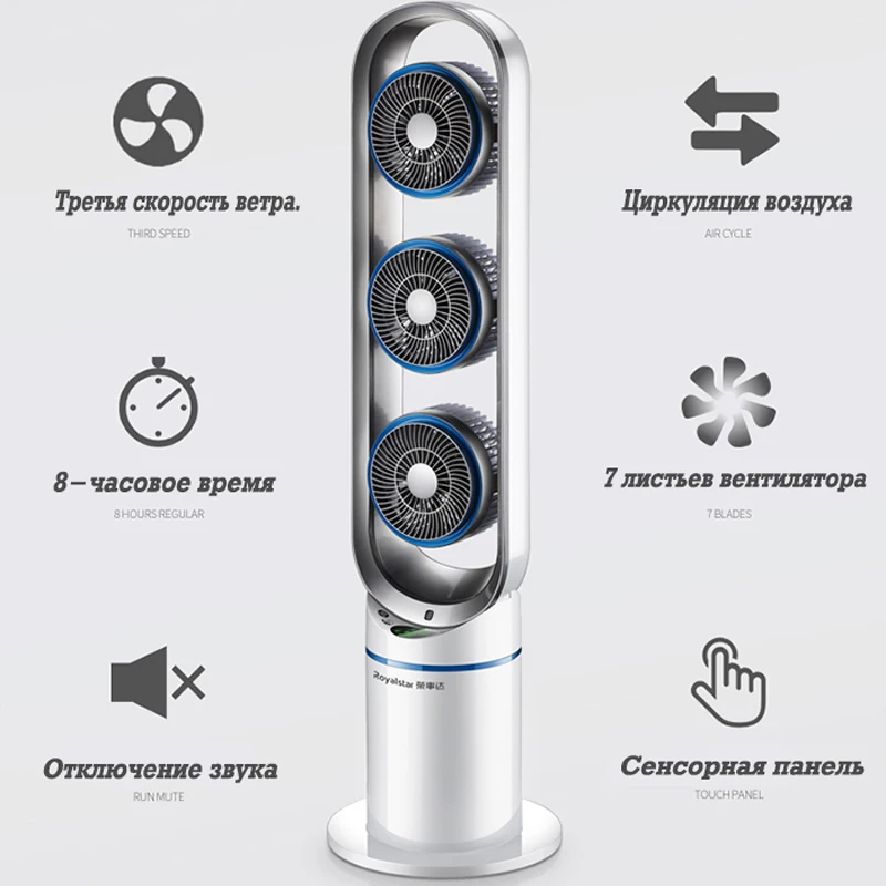 Bladeless электрический вентилятор без лезвий ультра-тихий 220 с дистанционным