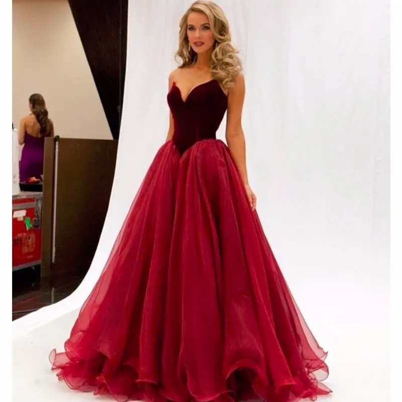 Бургундия Особых Поводов Пром Платья Милая line Органзы С Плеча Dress Выпускные