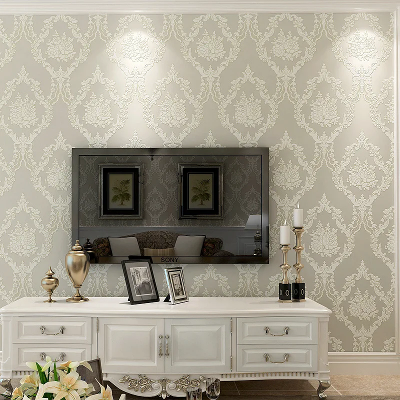 

beibehang Personalized European - style Damascus 3D non - woven luxury living room bedroom TV background wallpaper