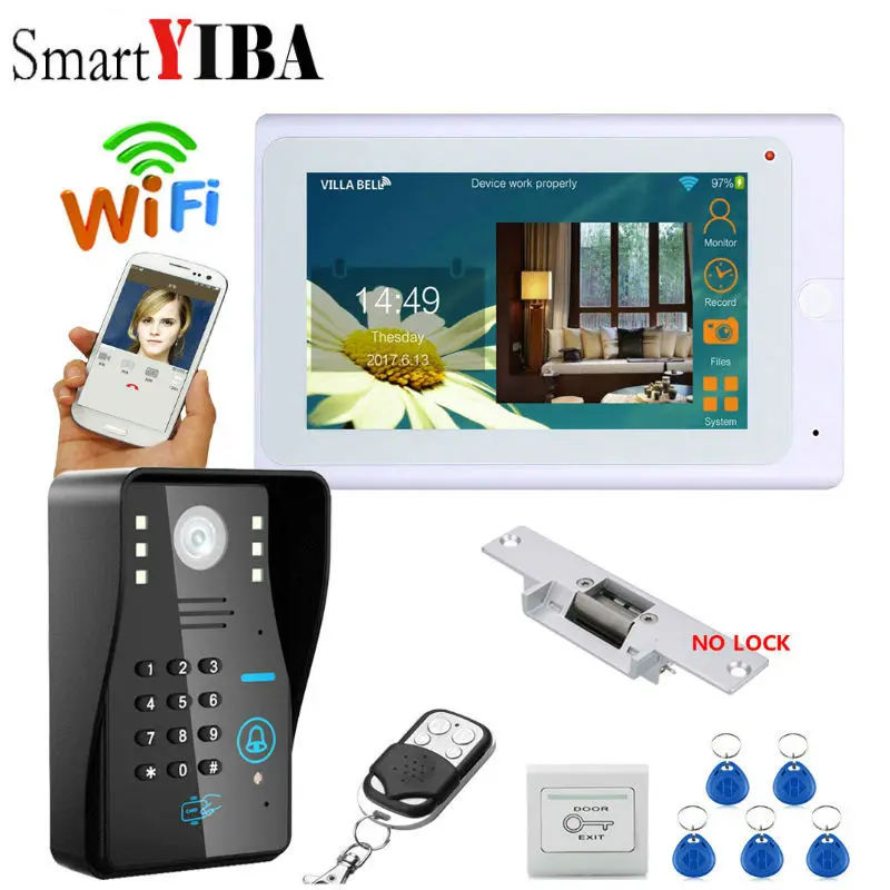 SmartYIBA видеодомофон 7 дюймов монитор Wifi беспроводной дверной звонок камера