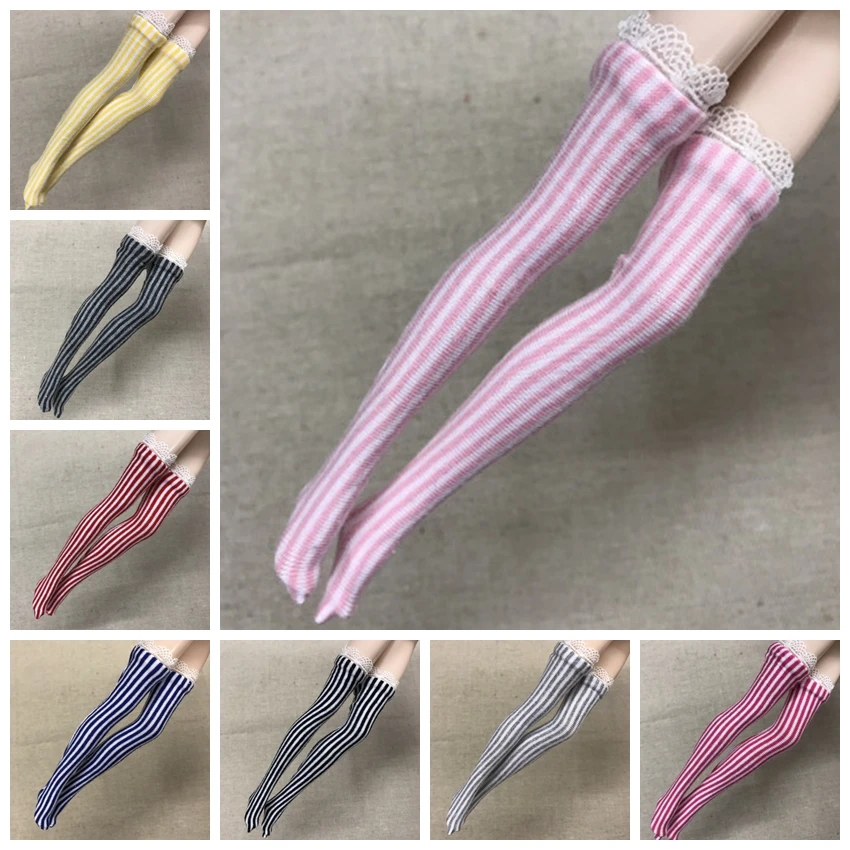 1 пара носки для кукол Blyth полосатые кружевные гольфы Azone Licca 1/6 аксессуары чулки