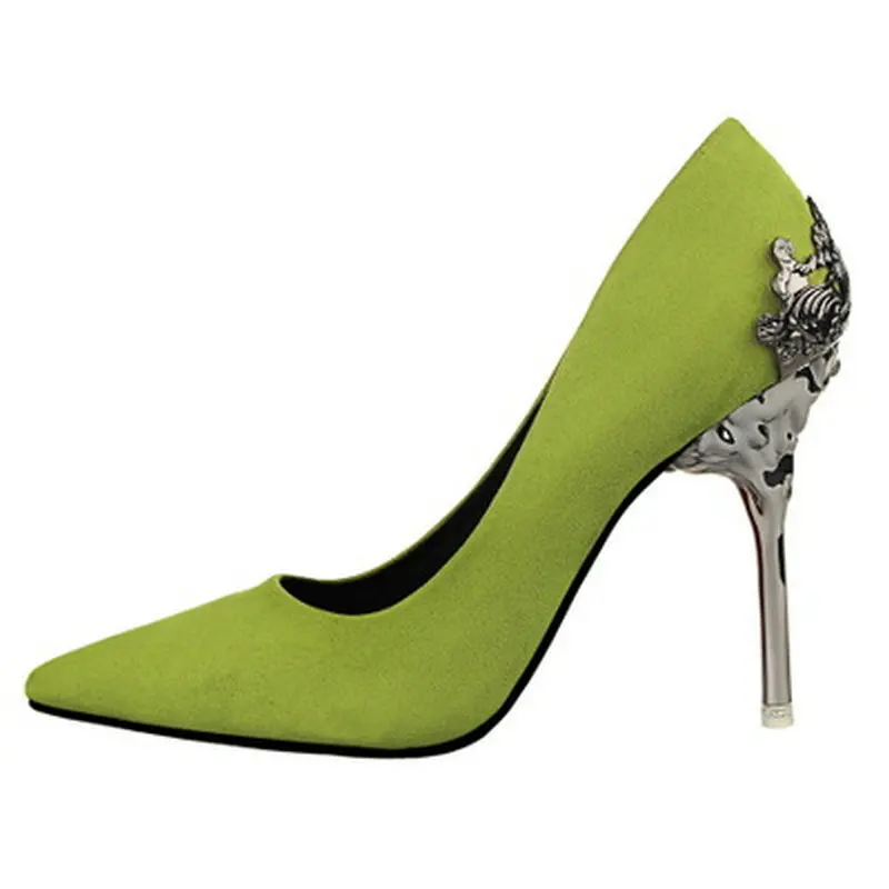 2016 Новинка пикантный металлический каблук женские туфли замшевая обувь на