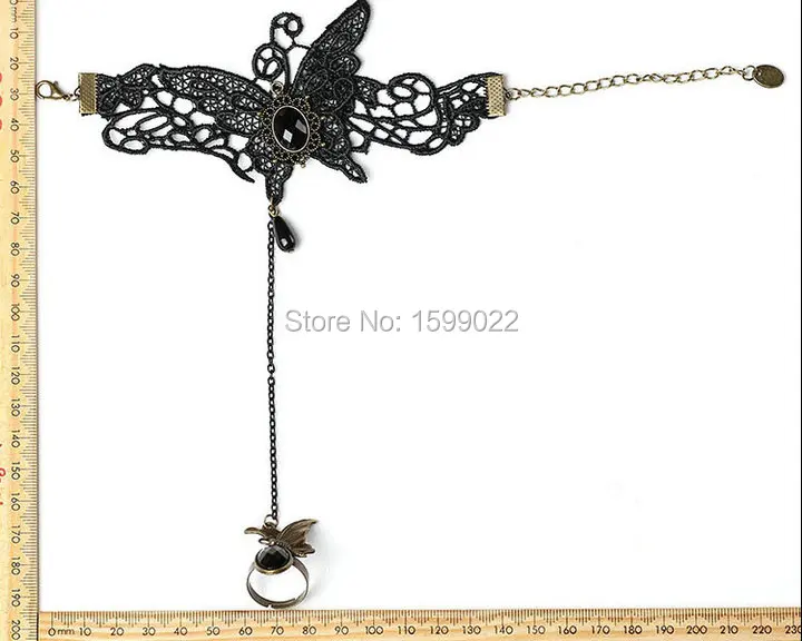 Элегантные черные кружевные браслеты с бабочками для женщин Молодежные