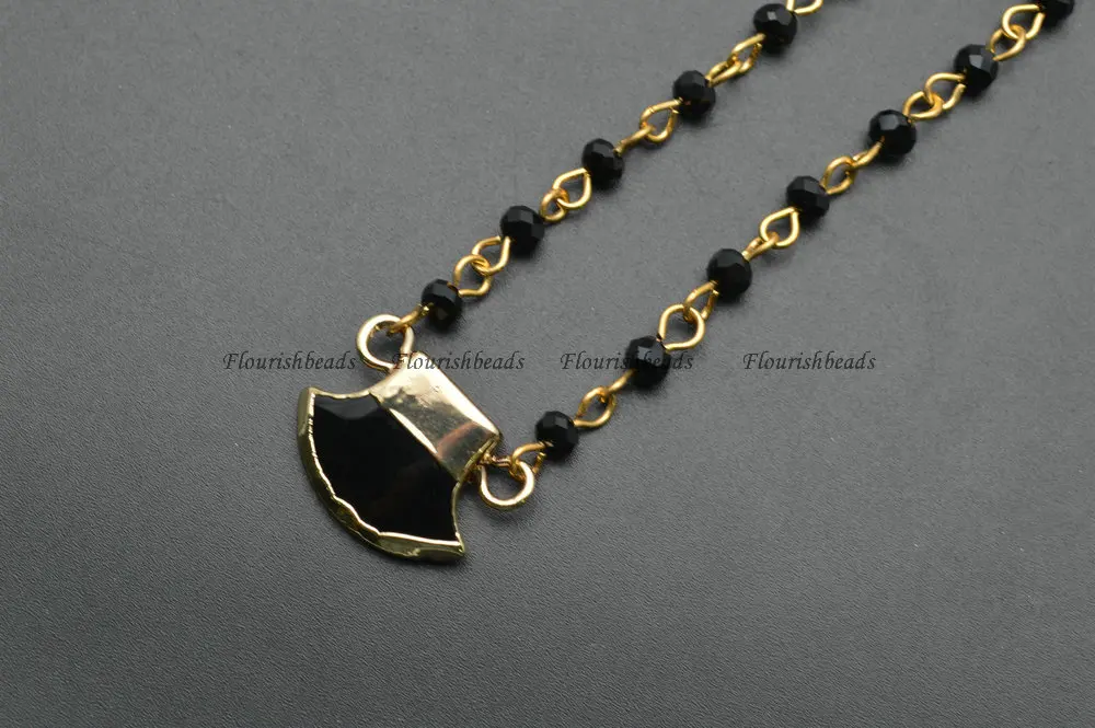 Цепочка с подвеской в форме топора из черного агата | Украшения и аксессуары