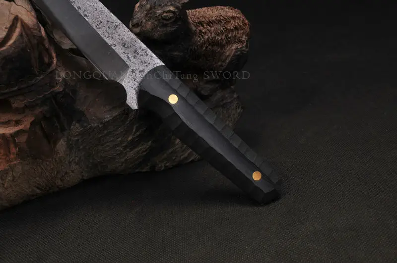 Китайский короткий меч охотничий нож полностью ручной работы пружинный стальной