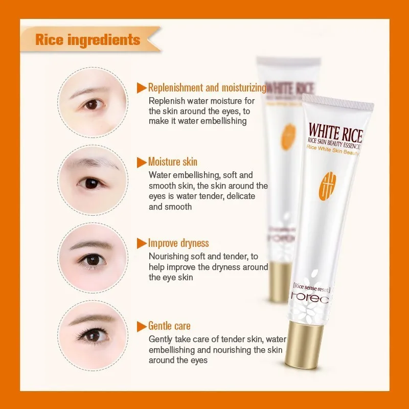 20ml Rorec White Rice Eye Cream Lifting Anti Wrinkles Drops Remover Dark Circles Aging Puffiness Gel Care |