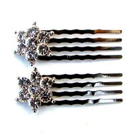 new crystals metal alloy flower double twin mini hair comb headpiece ornament jewelry accessories 12pcs lot