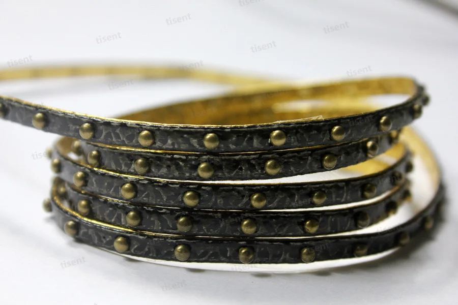 6 colors-5x2mm Flat PU leather cords Rivets Studs with Gold Color Back for Bracelet making | Украшения и аксессуары