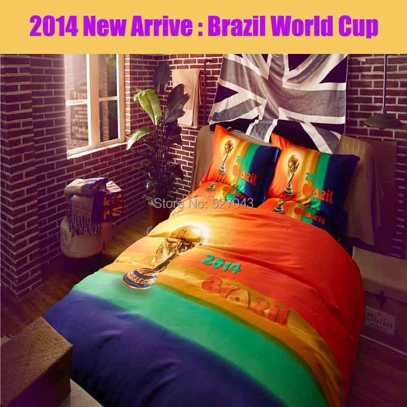 

Brazil world cup 4pcs bedding set bedclothes covers set Quilt cover Sheet set Full/Queen/King Size 800TC