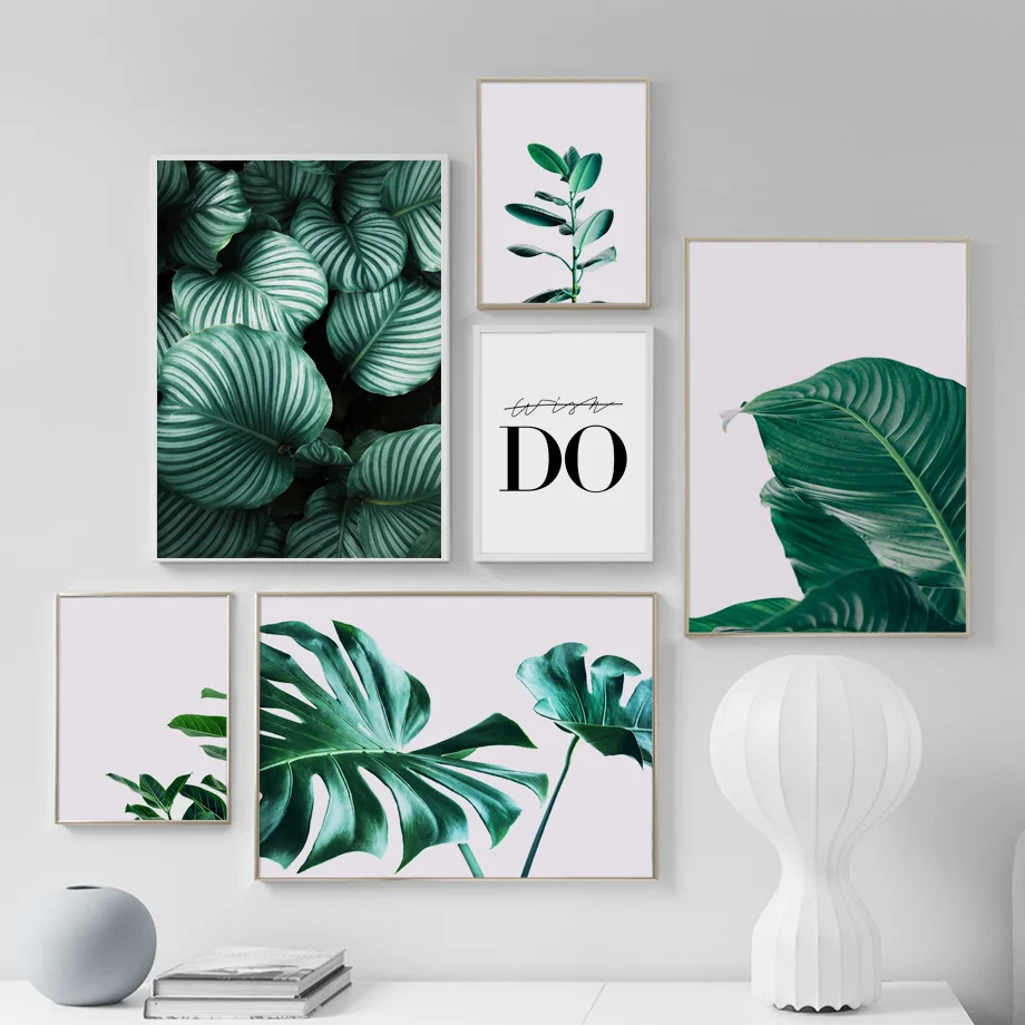

Fresh Leaves Monstera Wall Art Canvas Painting Nordic Posters And Prints Green Plant Art Wall Pictures For Living Room Decor