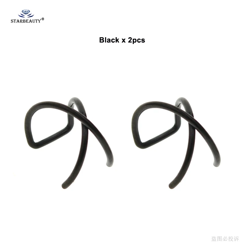 Black x 2pcs 2 шт., крутой X Крест, поддельный пирсинг спираль, пирсинг, кольцо для губ, пирсинг de Orelha, поддельные серьги, манжета, ювелирные изделия из нержавеющей стали - Окраска металла: Black x 2pcs