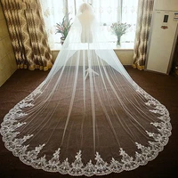 long wedding veil 3 8mx3m two layers bridal veils soft tulle lace edge wedding accessories voile mariage