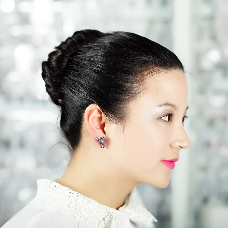 LUOTEEMI новые модные Асимметричные латунные серьги из фианита с микрозакрепкой