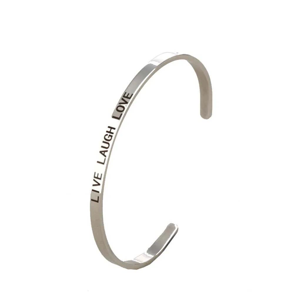 

Newest Lettering Bracelets LIVE LAUGH LOVE 316L Stainless Steel Open Cuff Bangle Fashion Women Inspirational Jewelry Bracelet