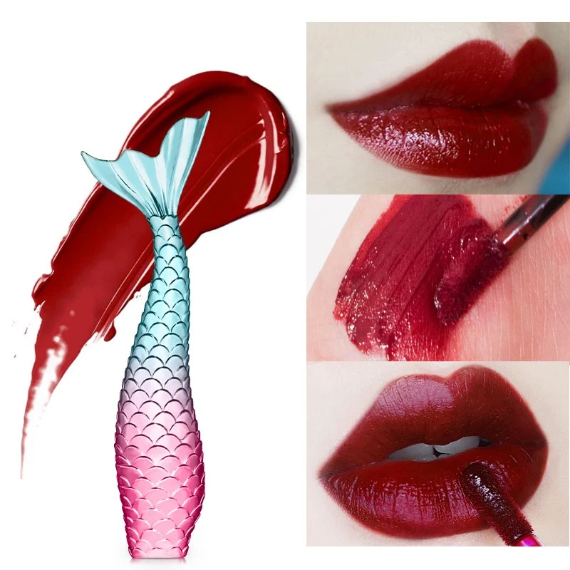 2019 бархатная водостойкая жидкая помада в форме рыбы с антипригарным стаканом