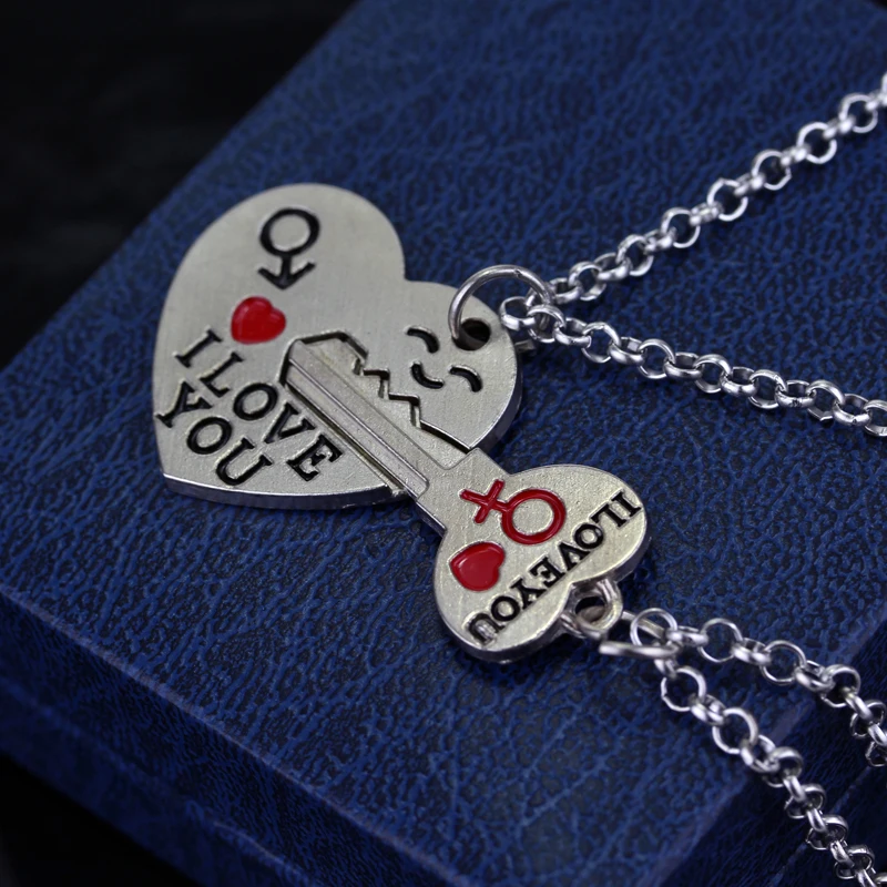 Модное ожерелье с подвеской в форме сердца и ключа Я люблю тебя для влюбленных