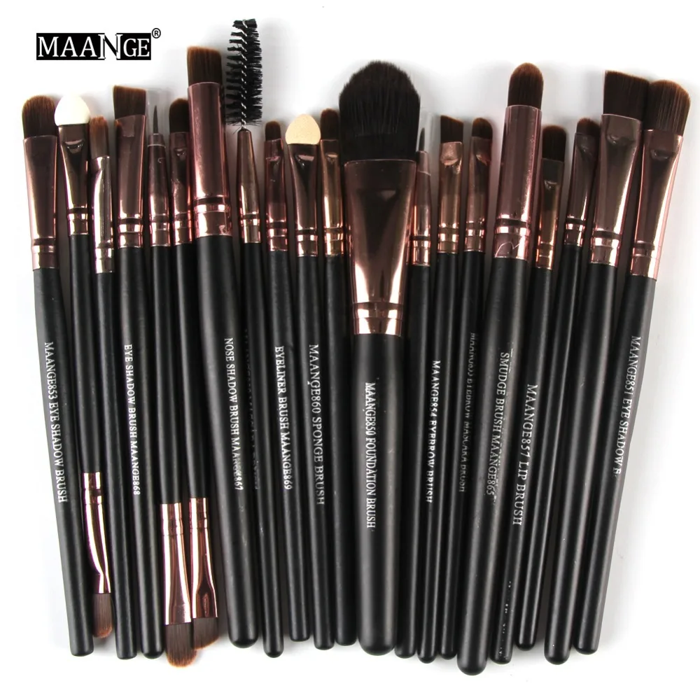 MAANGE 22 шт. косметический набор кисточек для макияжа основа для макияжа power Eye Shadow карандаш для бровей смешивание Контурные Румяна веер набор кистей для лица