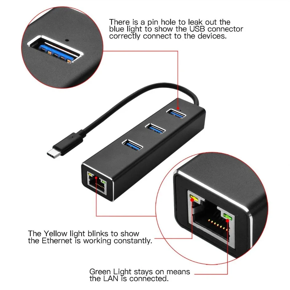 USB C Ethernet адаптер концентратор к Внешний RJ45 LAN сетевая карта гигабитный Интернет