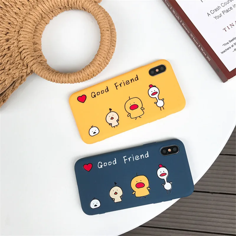 Ins/Лидер продаж хороший друг курица милый мультфильм мягкий чехол для iphone X