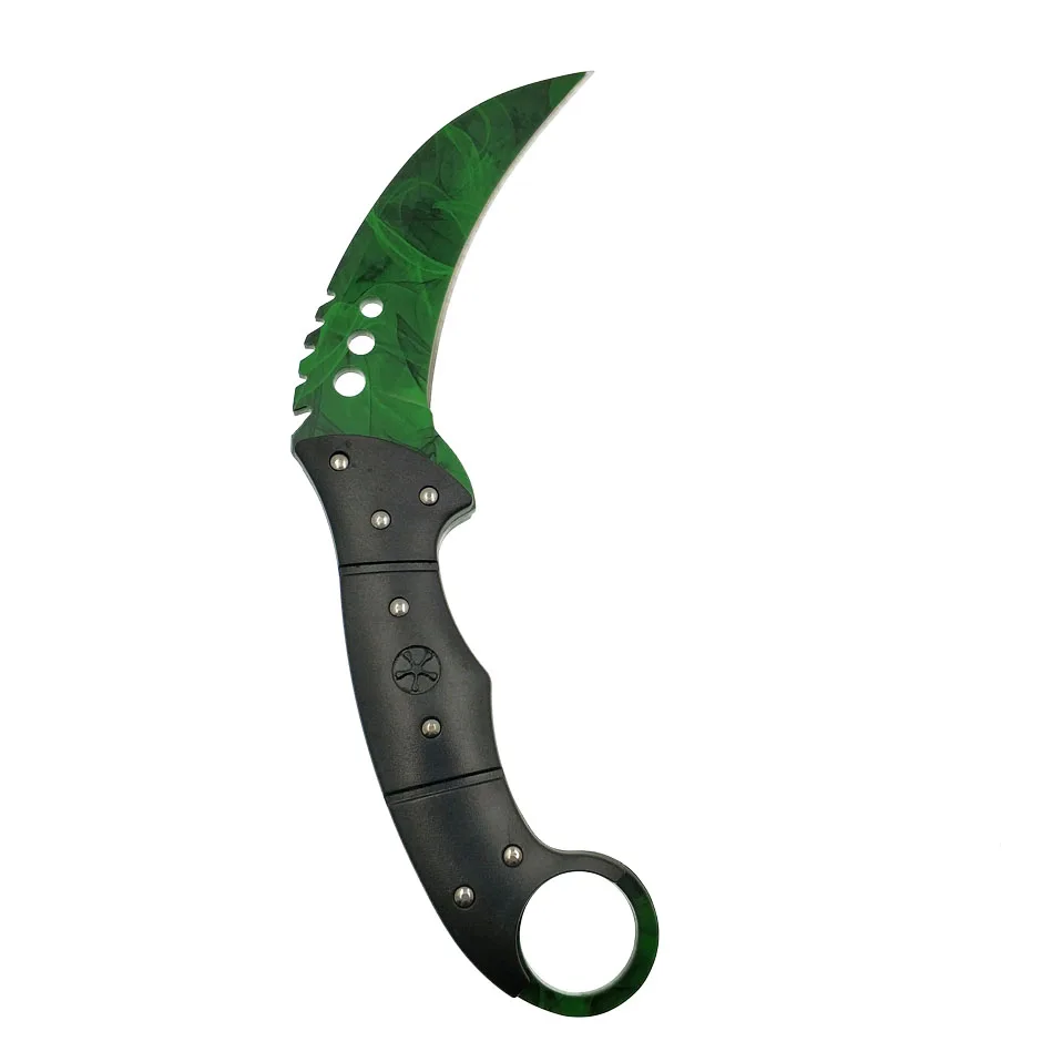 Green color Прямая поставка, тактический нож CSGO karambit, зуб тигра, фиксированное лезвие, нож doppler, охотничий спасательный нож, выцветающий цветной нож - Цвет: Green color