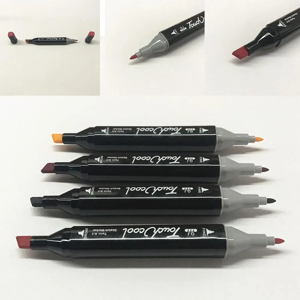 Маркер с двойной головкой жирный алкогольный черный полюс эскиз случайные