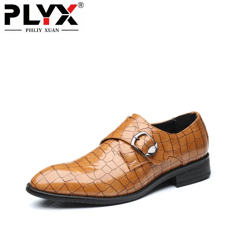 PHLIY XUAN/Новинка мужские модные кожаные туфли с рисунком черные свадебные