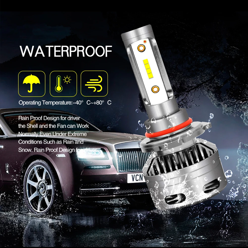 CJXMX 2Pcs H1 H4 H7 H11 9005/HB3 9006/HB4 LED Headlight Bulb CSP 80W 12000LM Super Bright Car Lights 6500K Auto Fog Bulbs | Автомобили и