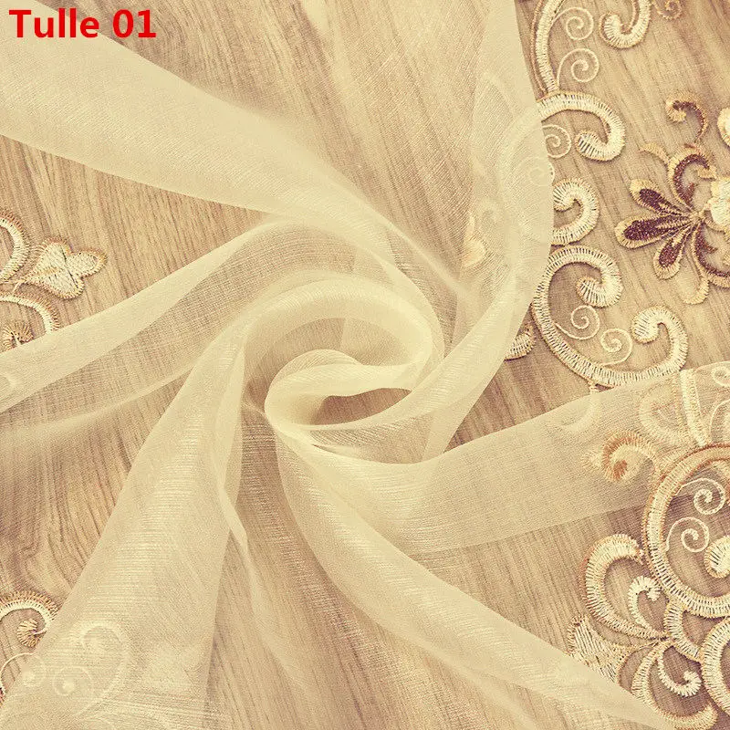 Tulle 01 Бежевая вышитая вуаль, сетчатая занавеска, кружевные жалюзи, Детская настенная занавеска s для гостиной, отвесный тюль, Cortinas, ткань T& 160#30 - Цвет: Tulle 01