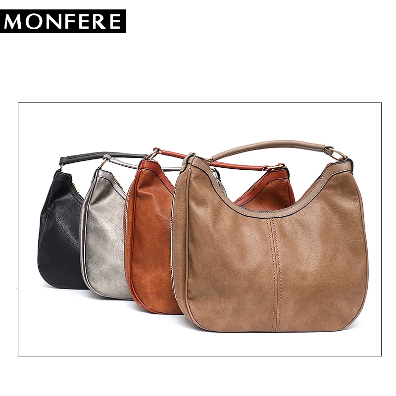 MONFERE Big Women Shoulder Bag Ladies Hand bags Female Hobo Sac 2019 Girl Pu Leather Purse Fashion Chain Shoulder&ampCross body | Багаж и