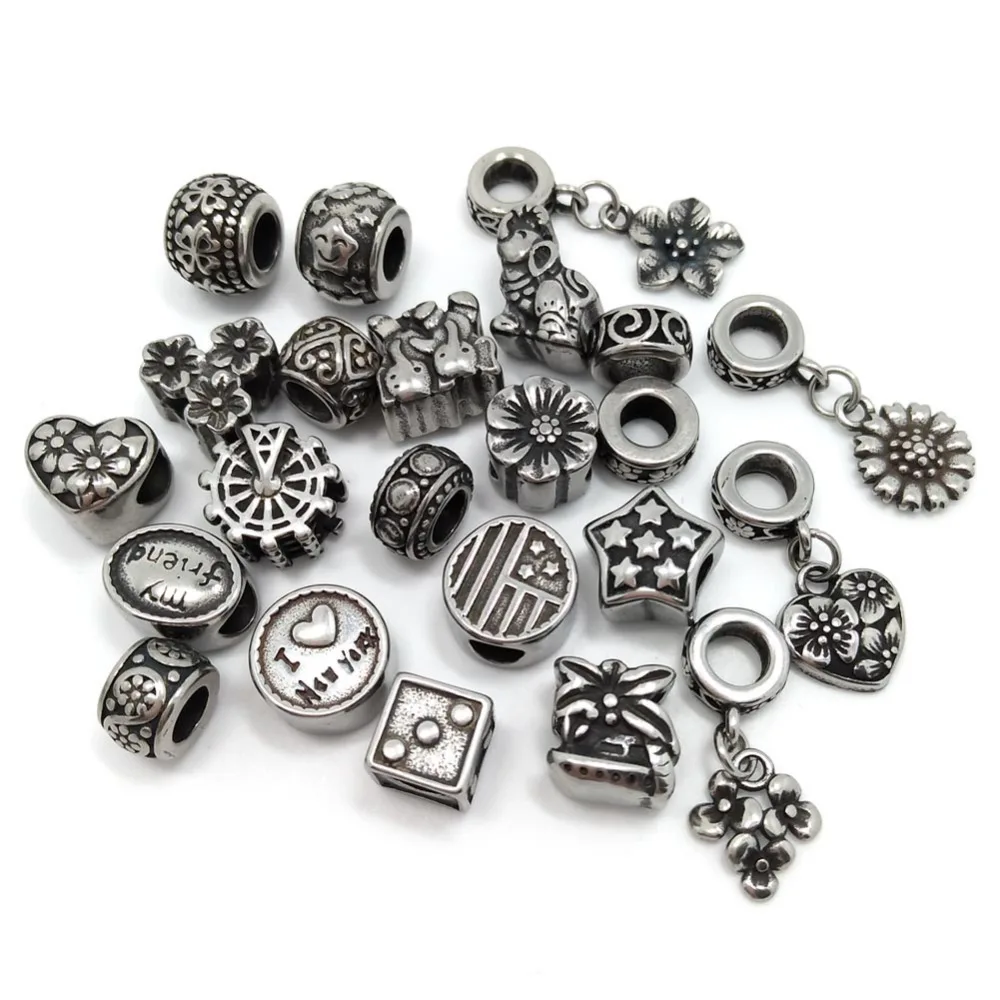 20 шт. бусины из нержавеющей стали для браслета Pandora|large hole beads|hole beadsbeads fit |