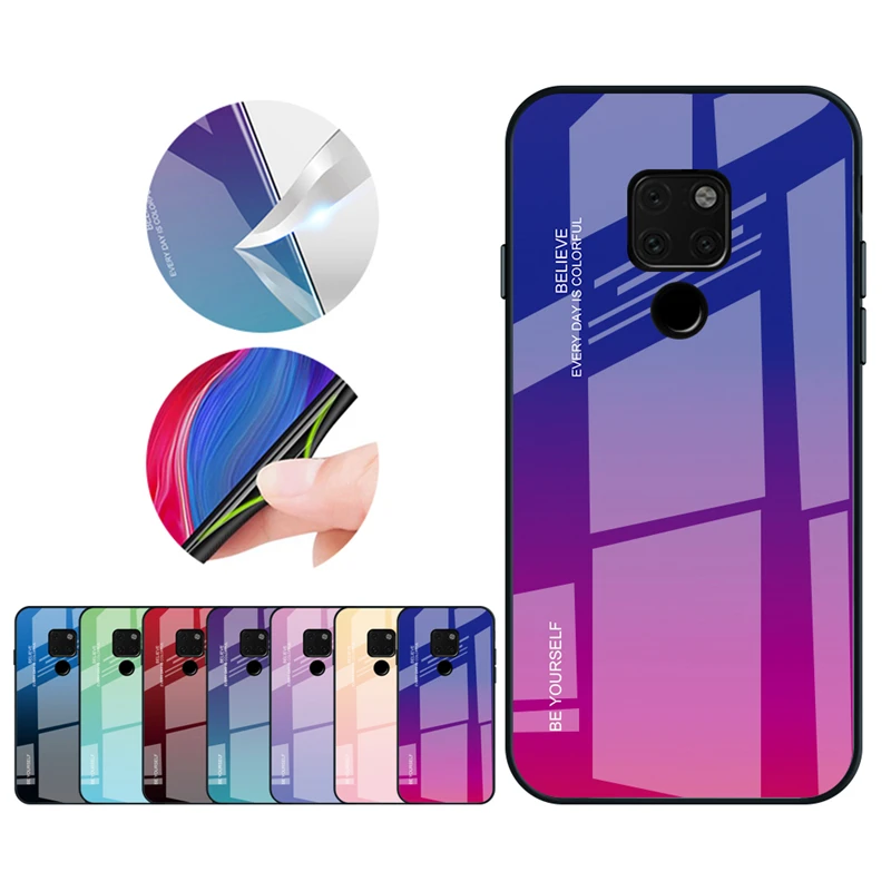 Градиент Аврора закалённое Защитное стекло для huawei mate 20 Pro 10 Lite красочный