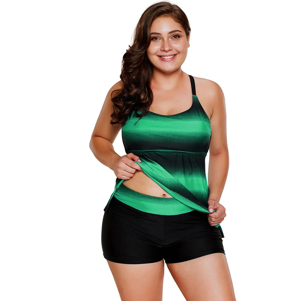 

New Large-size Split Swimwear Women's Swimsuit with Low-waist Fluorescent Gradient Pants