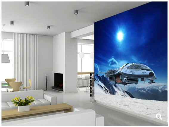 Пользовательские детские обои космический корабль в снежной планете 3D