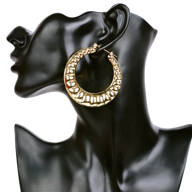 Hot Sale Large Basketball Wives Hoop Earrings Gold Bamboo Big Earring for Fashion Women Jewelry New Arrival Accessories | Украшения и