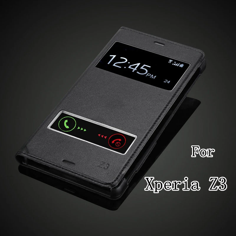 Флип-чехол из искусственной кожи для Sony Xperia Z3 D6603 D6643 D6653 D6616 D6633 с окошками корпусом