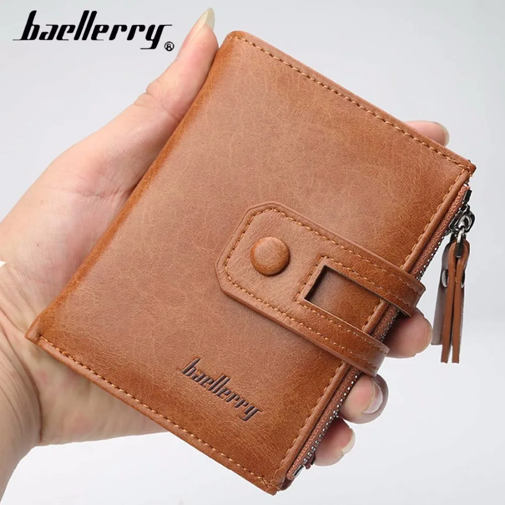 Мужские кошельки baellerry с двойной молнией из искусственной кожи отделением для